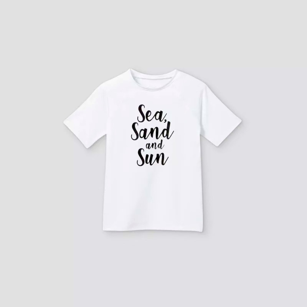 Art Class Girls' Stay Salty Short Sleeve Rash Guard Swim Shirt White L - 10/12